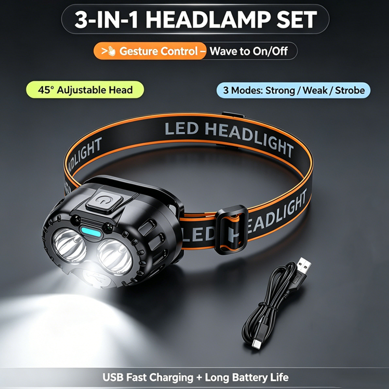 Camping Cooking Fish - Powerful LED Headlamp IPX4 Waterproof Emergency