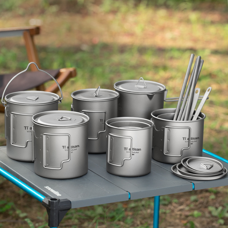Camping Cooking Cup - Tiartisan Outdoor Titanium Lightweight Portable Tea