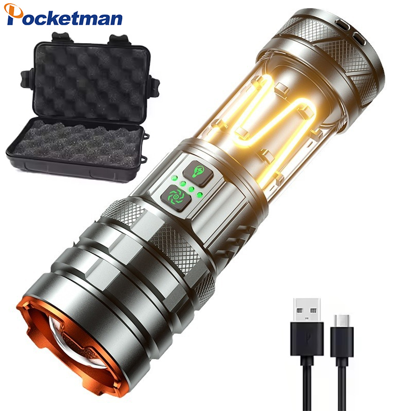 Camping Cooking Fish - Outdoor Long Range Flashlight Type-C USB