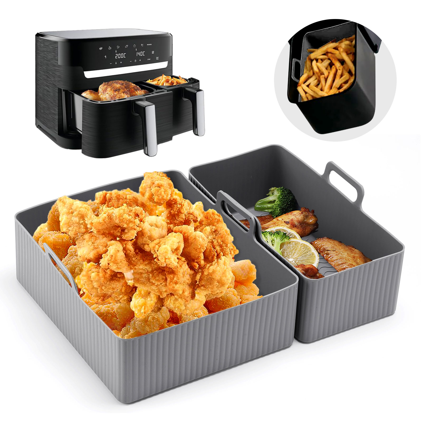 2pcs Set Silicone Air Fryer Ma - Camping Cooking Mat recension och pris