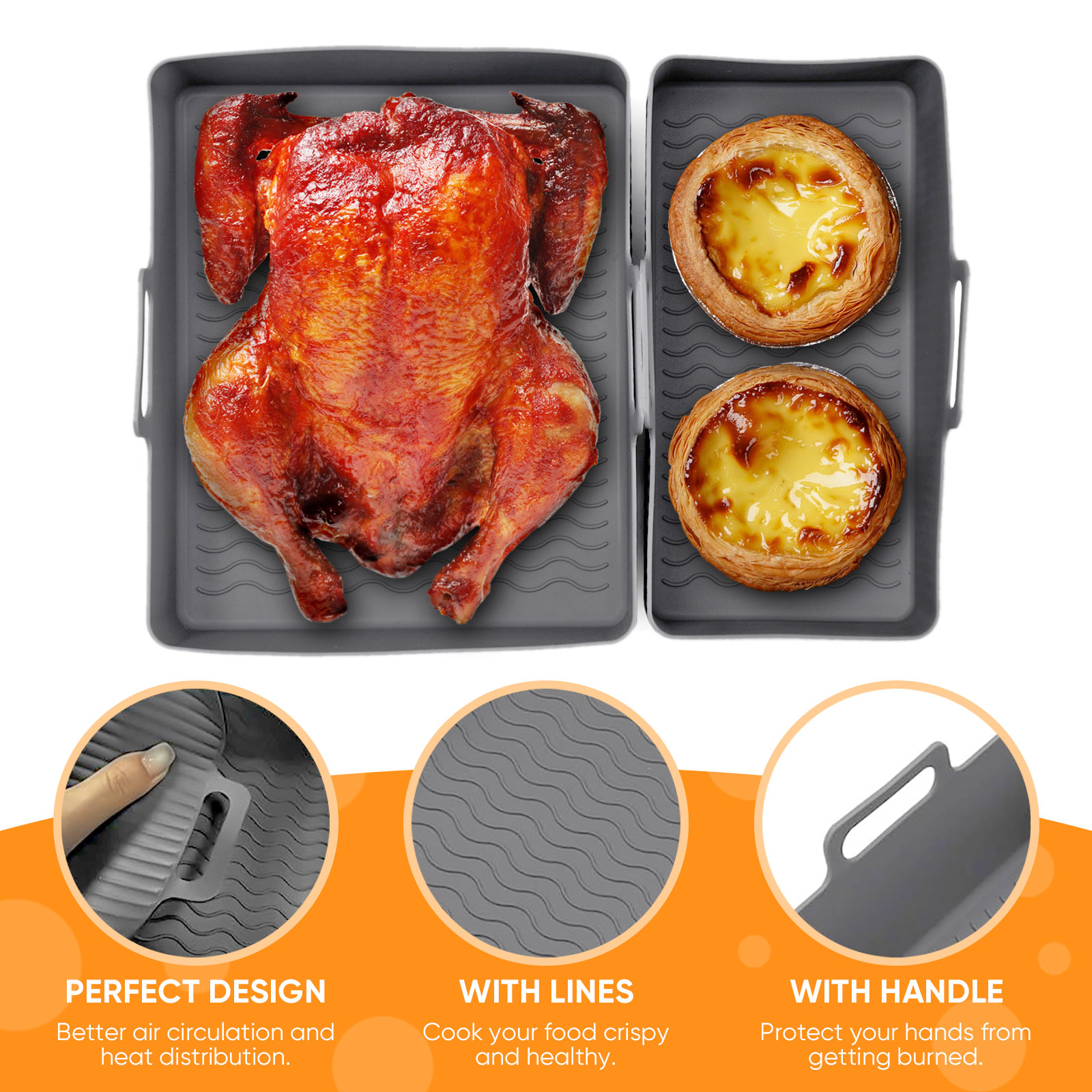 2pcs Set Silicone Air Fryer Ma - Camping Cooking Mat recension och pris